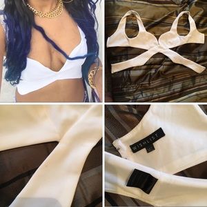 White bra like top with straps that go in back
